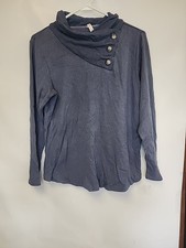 Jillian & Nicole M Blue Cowl Neck Waffle Knit Pullover Made in USA