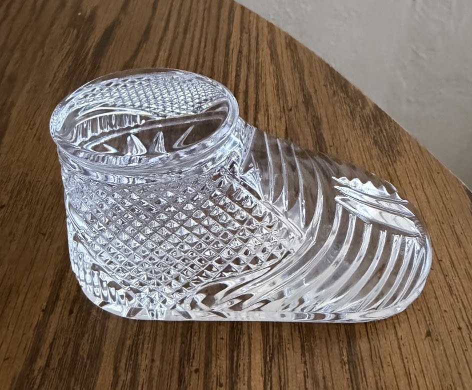 Vintage Waterford Crystal Baby Shoe Bootie Figurine Paperweight