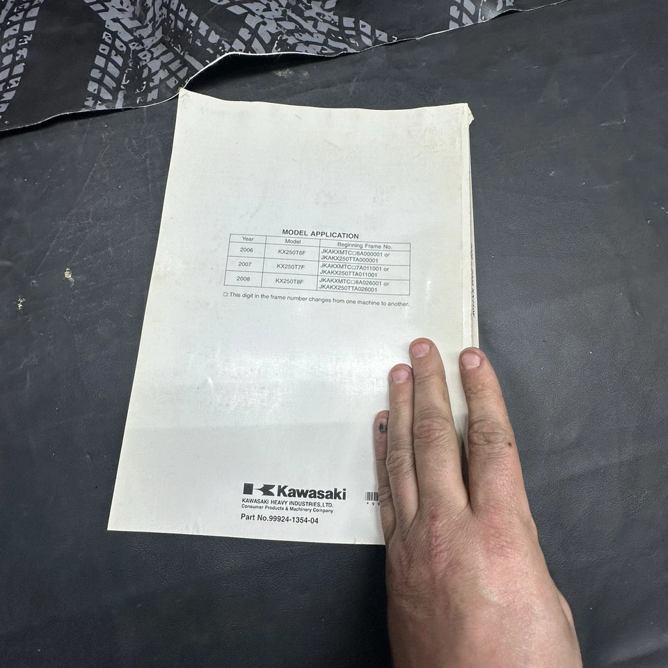Nuevo de Lote Antiguo Kawasaki KX250F KX250-N1 2006-08 Manual de Servicio Original para Propietarios 99924-1354-04 Foto 4 de 4