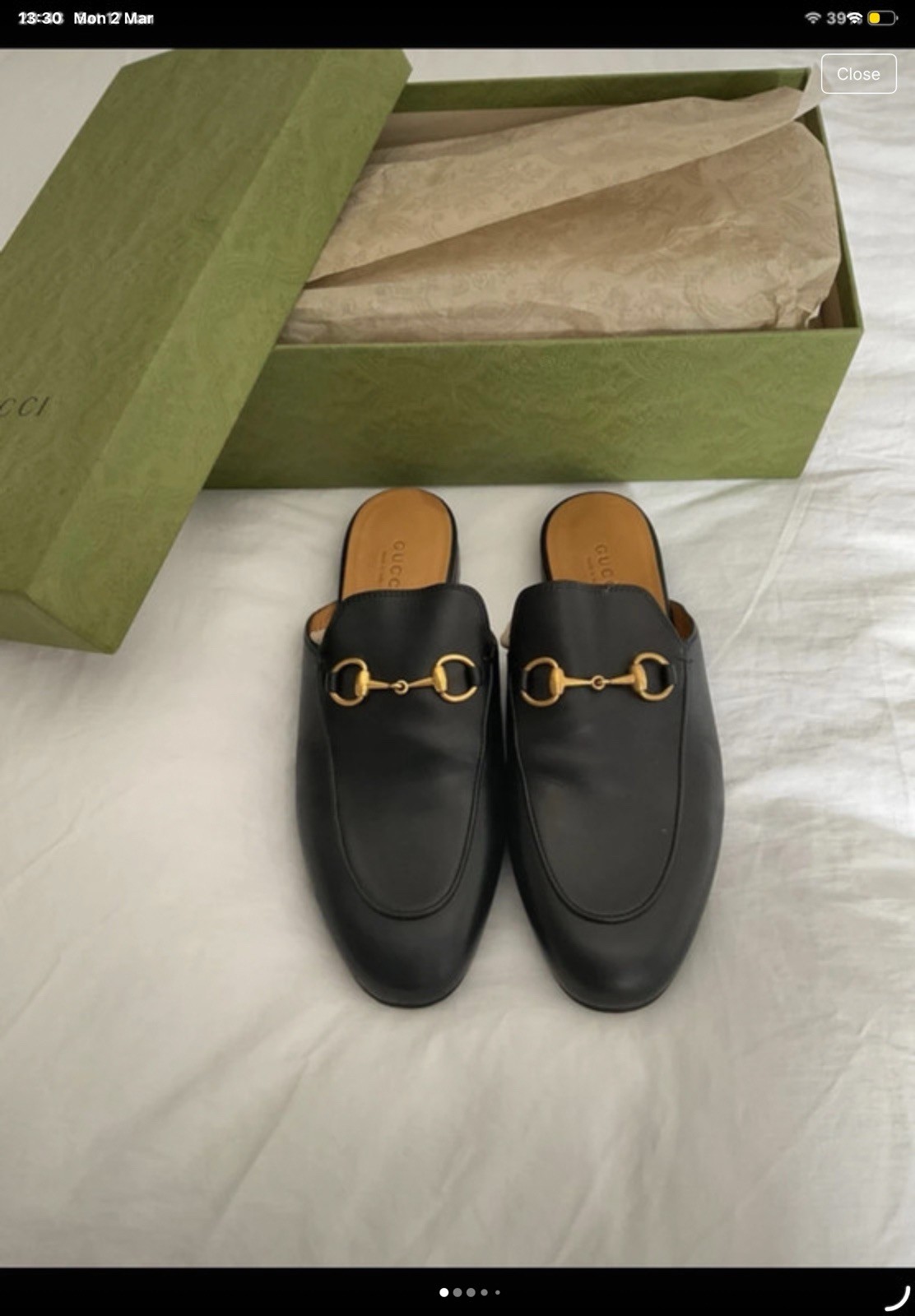 Gucci Princetown Horsebit Leather Mules Black Size UK 4