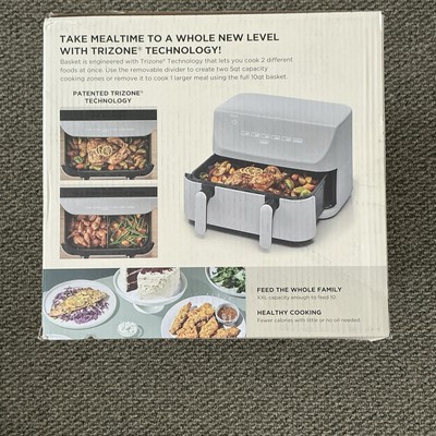 CRUXGG 10QT Air Fryer Dual Baskets Digital Nonstick Gray Basket