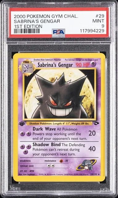 2000 POKEMON GYM CHALLENGE 1ST EDITION #29 SABRINA'S GENGAR PSA 9