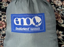 ENO DoubleNest Hammock Gray/Blue Lightweight Portable Camping 2-Person – Great C