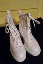 Stivali da combattimento donna Aldo Goer - bianchi - taglia 8,5 - stringati con cerniera