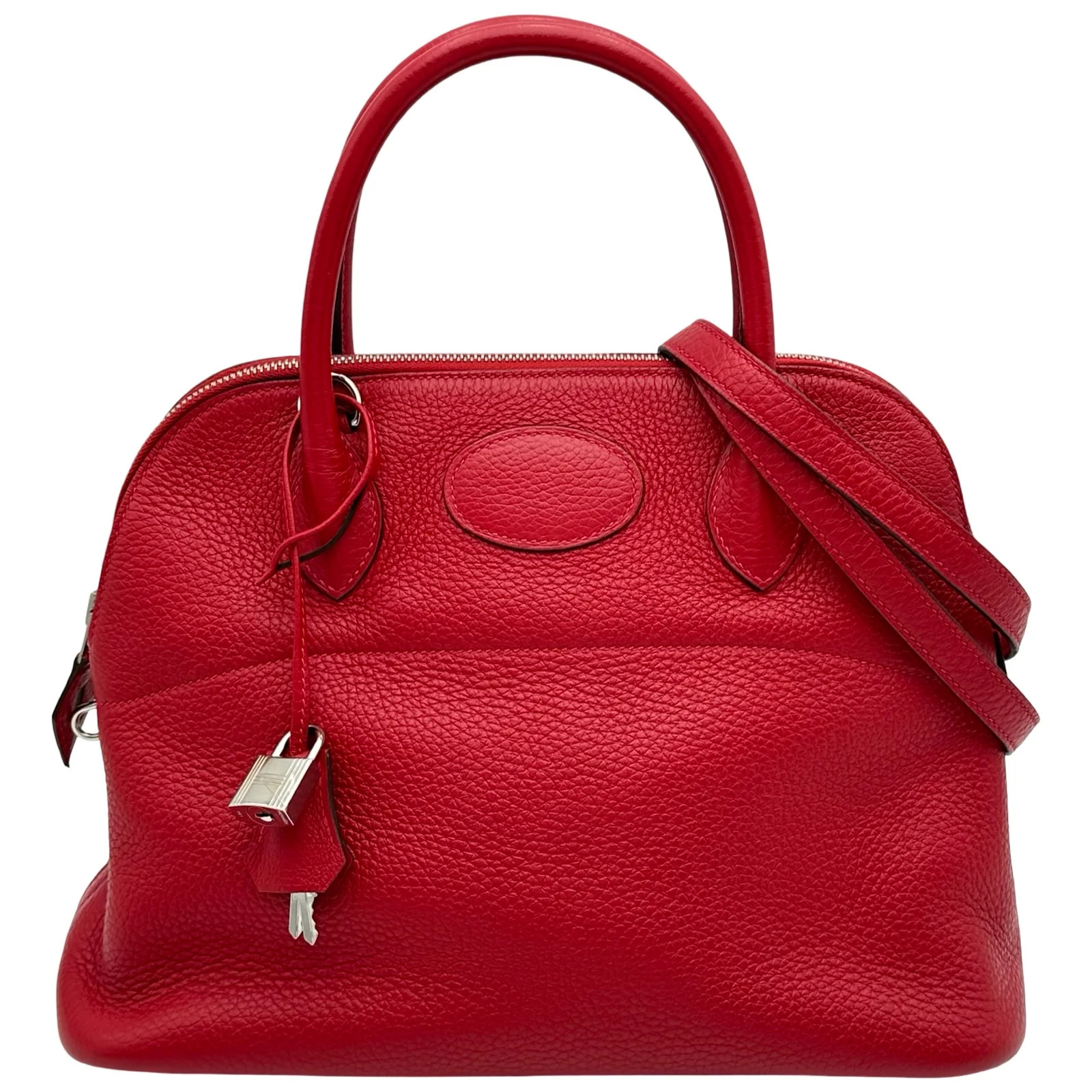 HERMES Bolide 31 Rouge Casaque Taurillon Leather Shoulder Bag A Stamp #OKB10080