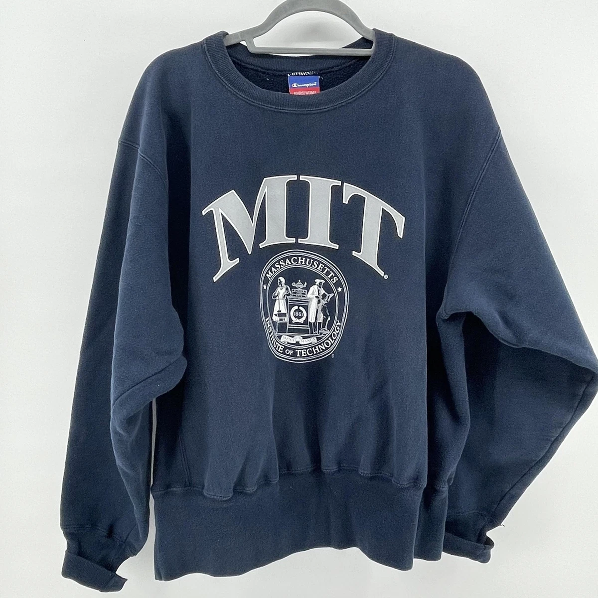 Champion Reverse Weave MIT Sweatshirt Mens L Navy Crewneck College 