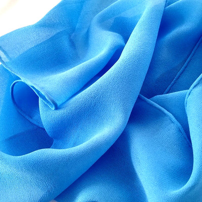 NEW Silk Wool Blend BLUE Long 11'' x60'' Diagonal Weave Lightweight Scarf