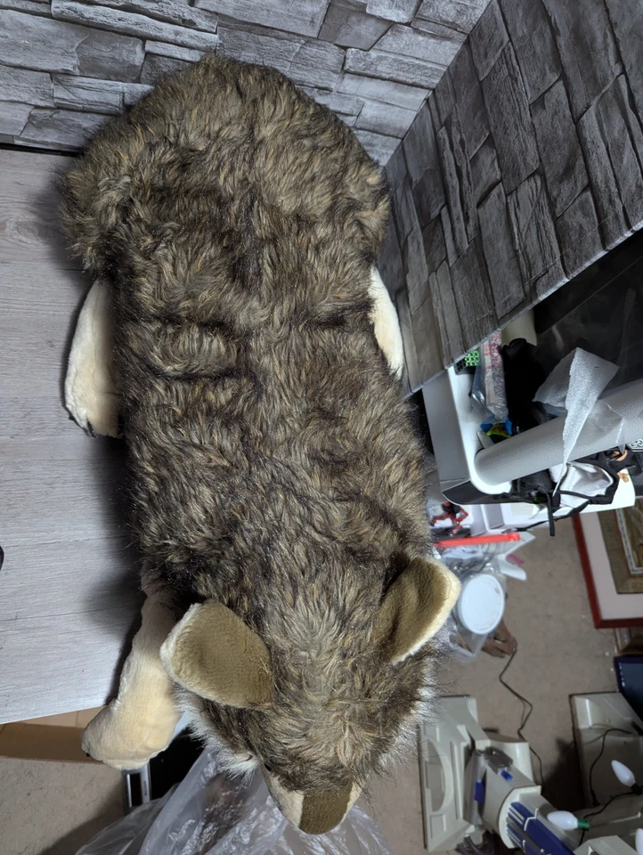 READ Jumbo Large Wolf Realistic Plush 40” Head To Tail Halloween Prop Dog Toy - Image 2 of 4