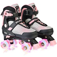 Kids Roller Skates Ages 8-12, 4 Size Adjustable Grow with Child Skates, Light...