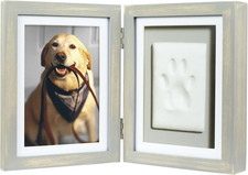 Pet Paw Print Photo Frame and Clay Imprint Kit, Distressed Gray