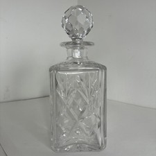 Vintage Bohemia Kristall Quadratisch Whisky Dekanter Diamantschliff Glas Barware 24%