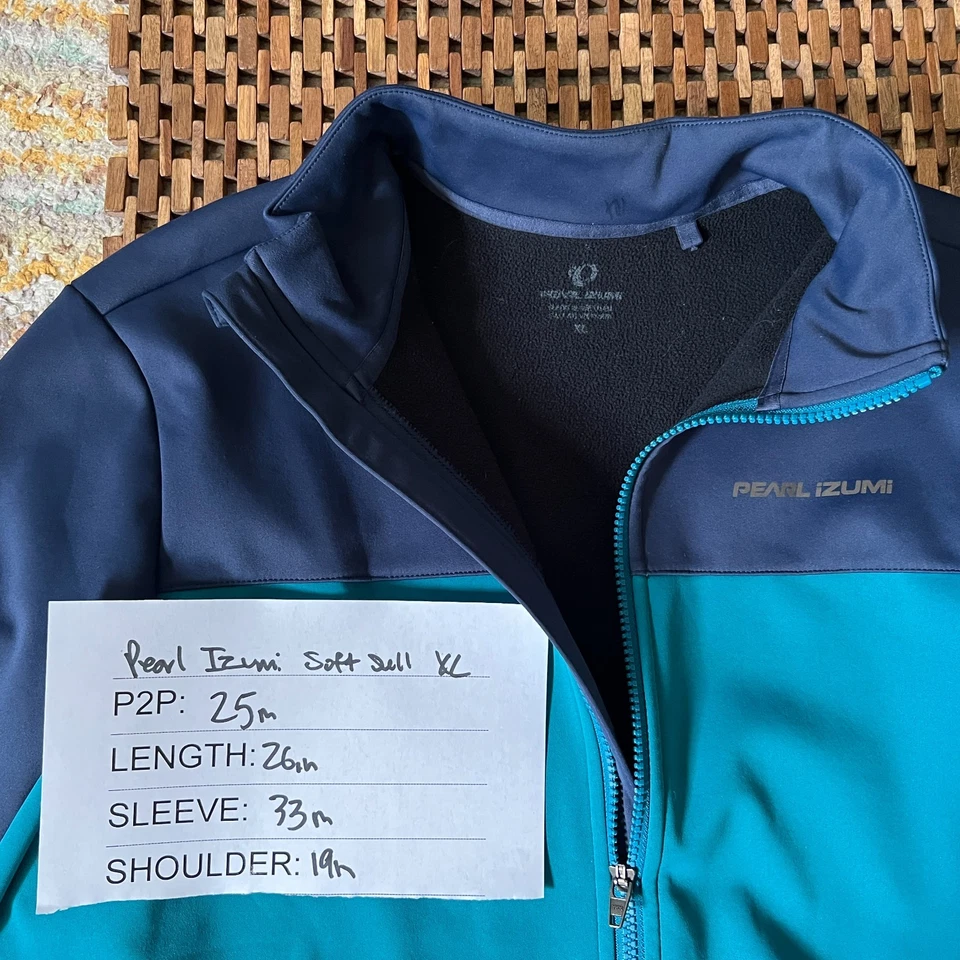 Pearl Izumi Full Zip Soft Shell Jacket Blue Color Block Men's Size XL - Image 3 of 3