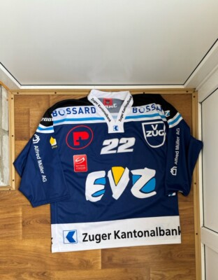 EVZ ZUG SWISS ICE HOCKEY SHIRT JERSEY  ORIGINAL XL Match Worn BLOCK CORE