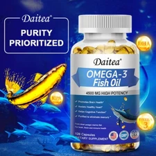 Omega 3 Fish Oil Capsules 3x Strength 4500mg EPA & DHA, Highest Potency