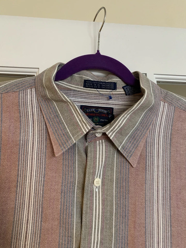 VTG Members only button down long sleeve collared striped 100% cotton 2XL Tall - Image 2 of 4