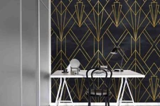 3D Golden Line Geometric Wallpaper Wall Mural Removable Self-adhesive Sticker 26