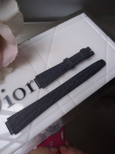 Christian Dior Vintage Lizard ? Leather DeepMat Navy Watch Strap Ladies New 10mm - Picture 2 of 8