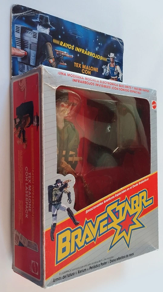 BRAVESTARR: TEX HEX MALONE & LASERPACK LASER-FIRE, MATTEL 1988, MADE IN SPAIN - Immagine 2 di 4