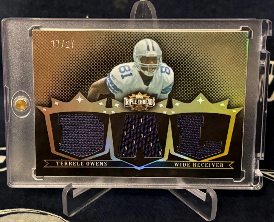 2007 Topps TRIPLE THREADS SEPIA Holo Dallas Cowboys TERRELL OWENS DUAL JERSEY 27 - Image 3 of 4