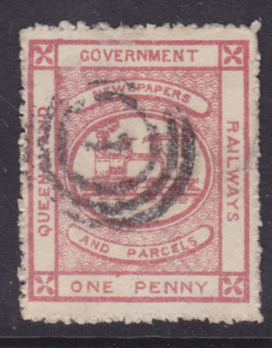QUEENSLAND 1910-18 1d Red RAILWAY NEWSPAPER PARCEL STAMP FINE USED (QB12) - Picture 1 of 2