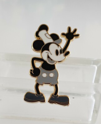 DISNEY PARKS STEAMBOAT WILLIE WAVING BLACK, WHITE & GRAY PIN-FREE