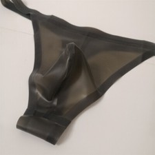 Transparent Black Latex Briefs thong Shorts Rubber Underwear Handmade for Men