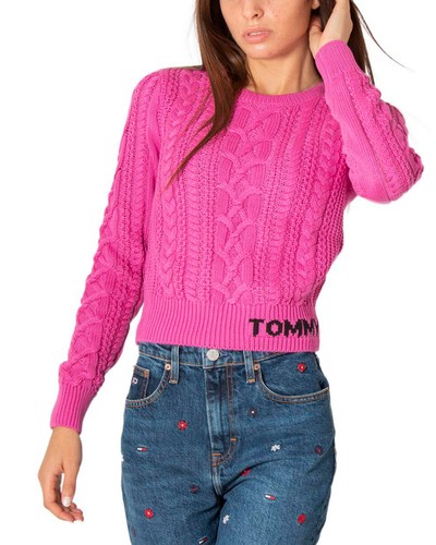 Woman TOMMY HILFIGER JEANS tjw cable sweater dw0dw11004 | eBay