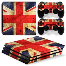 Sony PS4 PLAYSTATION 4 Pro Skin Sticker Screen Protector Set - Union Jack Motif