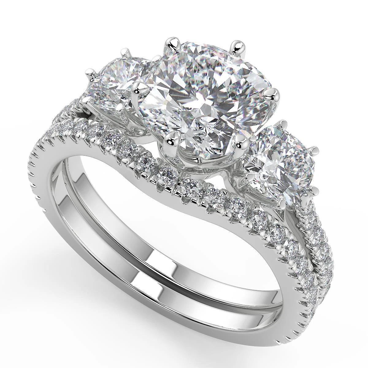 3 stone pave engagement ring deals