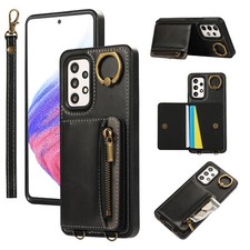 For Samsung Galaxy A05/A15/A14/A35/A22/A54/A55 Zipper Wallet Case with Kickstand