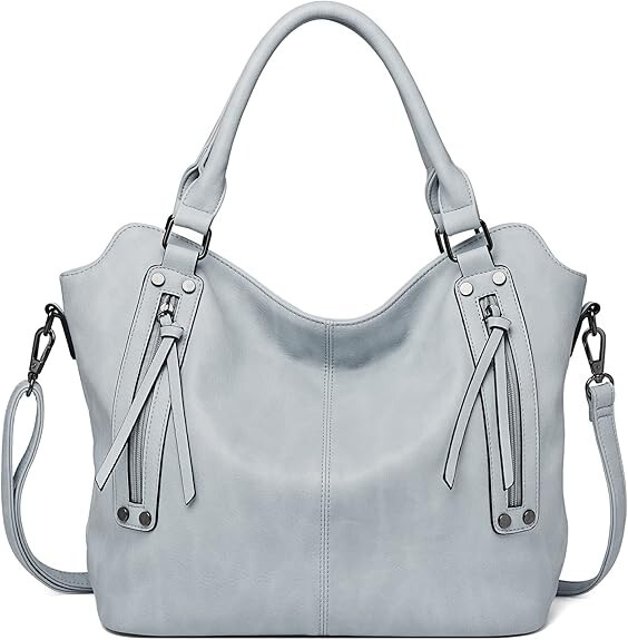 Leather Tote Shoulder Bag for Women Large Vintage Satchel Handbag Purse (Blue)