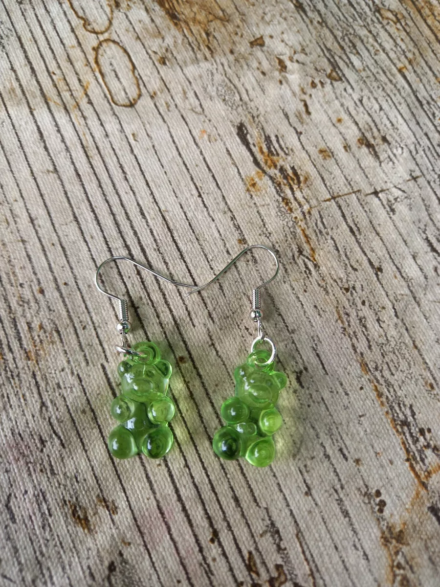 Green gummy bear earrings outlet