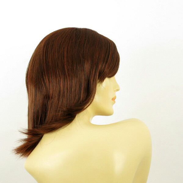 Perruque Femme Semi-longue Abby 322 - Cheveux Synthétiques Châtain Cuivré Foncé, Raie Libre, Taille Moyenne, Neuve Avec étiquettes