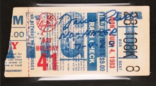 1983 Dave Righetti Signed Yankees No-Hitter Ticket PSA 3 DNA 10 Certified Auto - Image 4 of 4