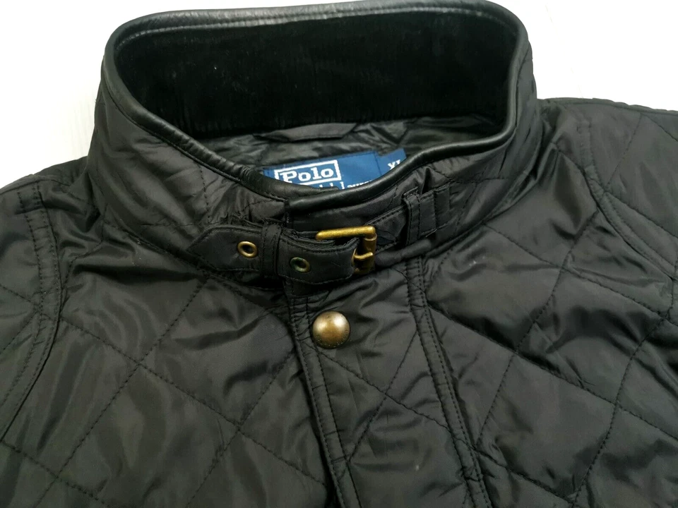 HOT VINTAGE Men's POLO RALPH LAUREN @ BIKER PARKA QUILTED Zipper BLACK Jacket XL - Image 3 of 4