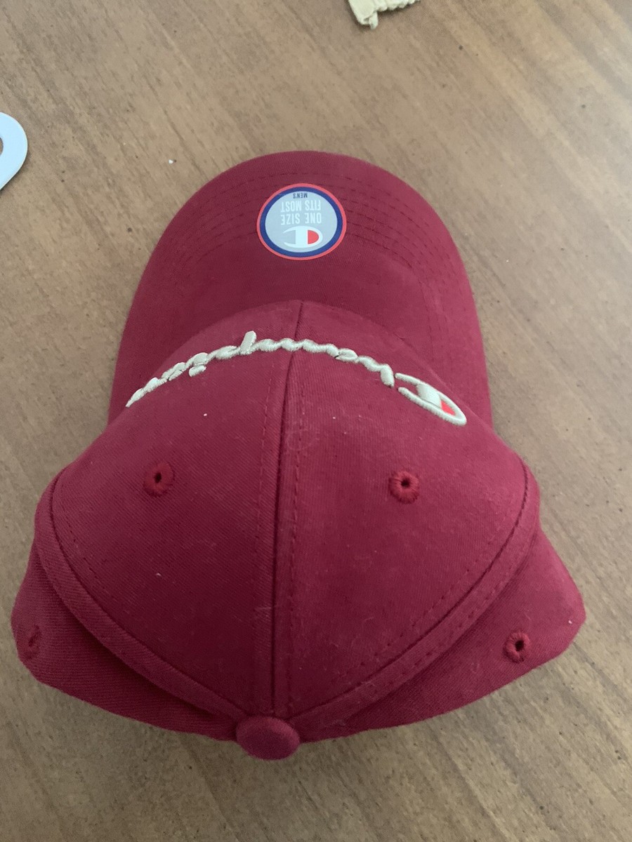NEW Champion Red Baseball Hat Spelled Out Logo Adjustable Strap-back View 5