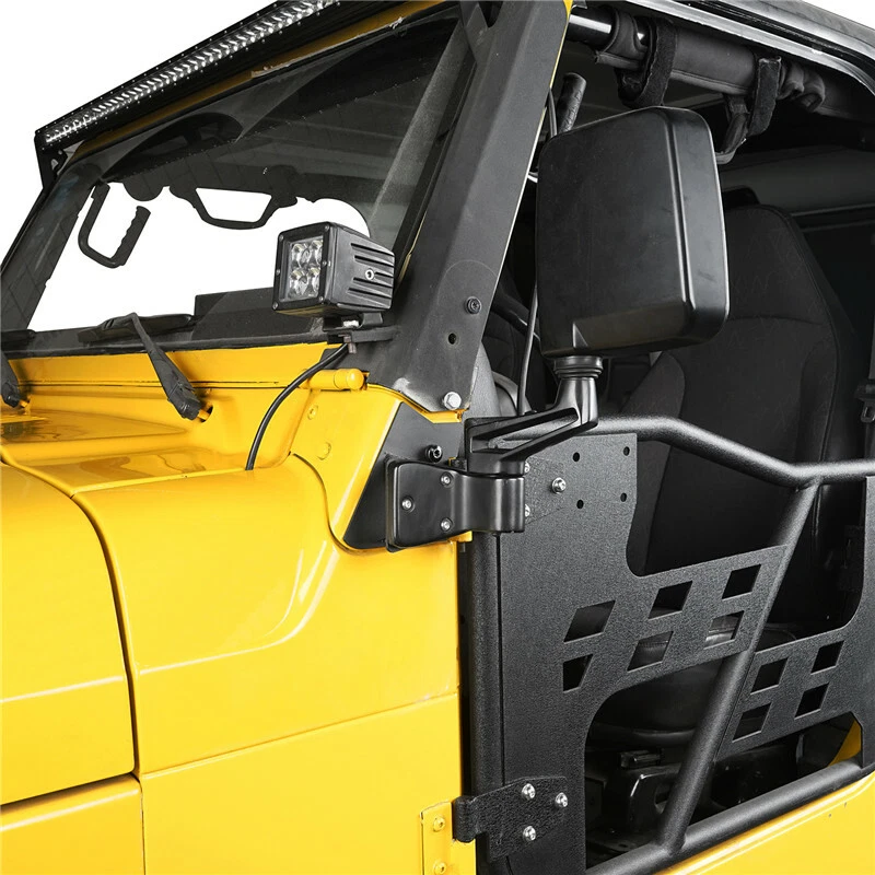 Par de soportes de montaje para puertas de espejo retrovisor de acero para Jeep Wrangler TJ 1997-2006 Foto 3 de 4