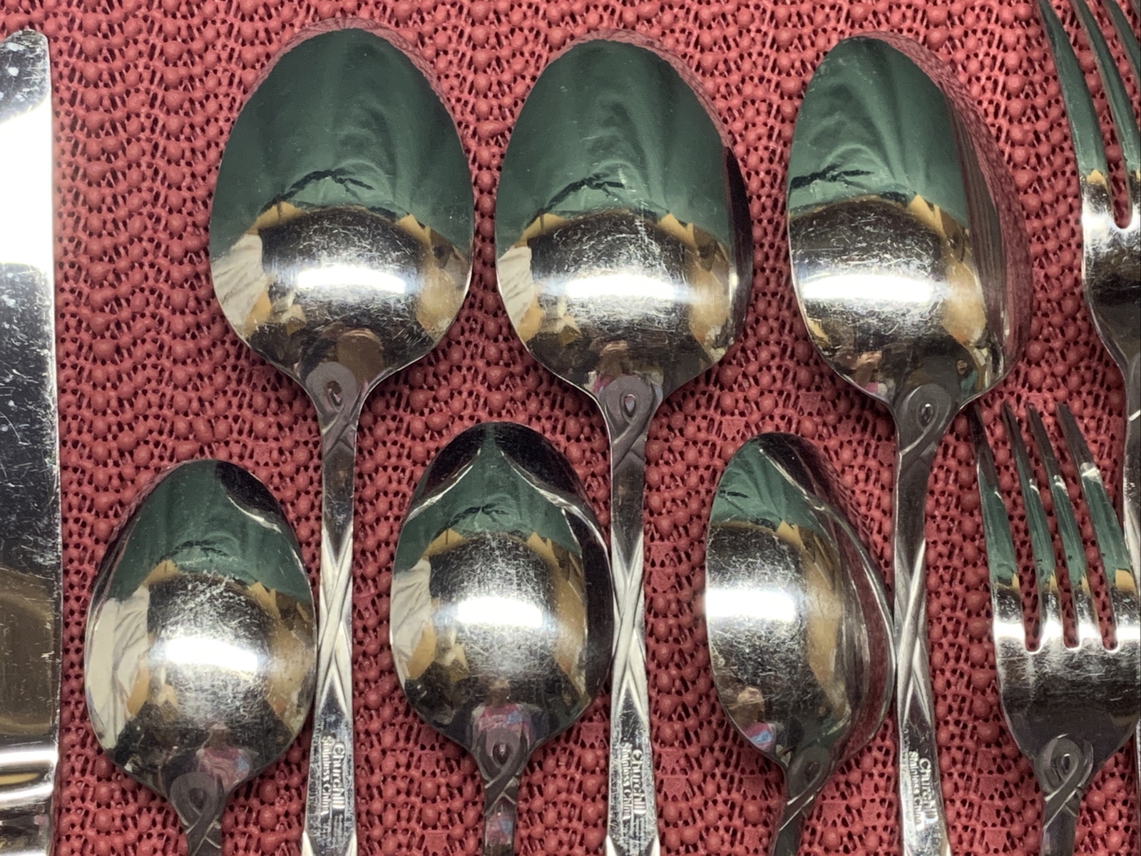 16 Pieces Churchill Stainless China. Dinner & Salad Fork, Knife, Teaspoon, Soup