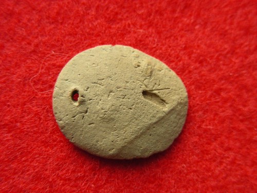 GEBOHRTER TON ORNAMENT 13/16" WASHINGTON authentische indische Artefakte