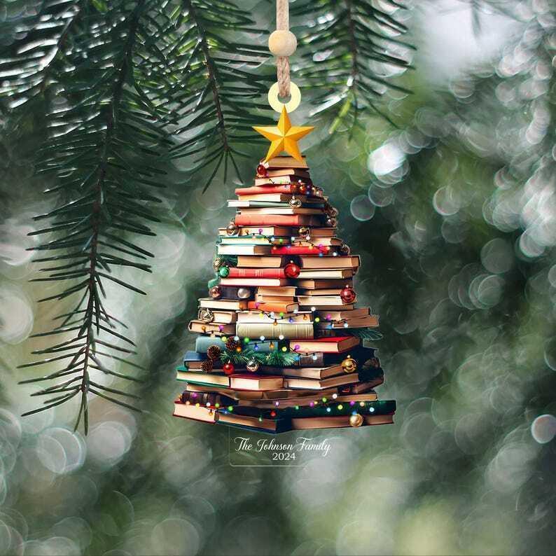 Personalized Christmas Book Tree Name Ornament