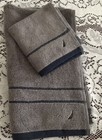 Nautica Home 1 Hand Towel / 1 Wash Cloth 100% Cotton Spinnaker Stripe New