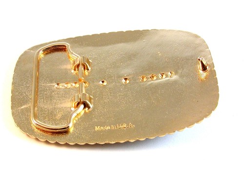 Hebilla de cinturón de vaquero occidental esmaltado negro en tono dorado hecha en EE. UU. - Imagen 2 de 3