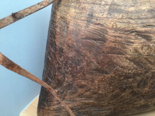 Large handcrafted primitive tribal vintage wooden cow bell/cowbell - Picture 7 of 14