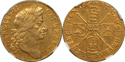 Great Britain 1683 Charles II Gold Guinea NGC XF-45