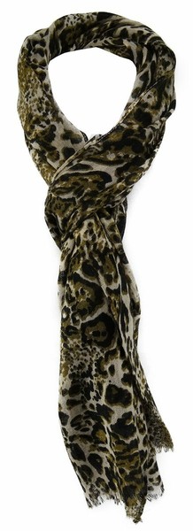 Tigertie Schal In Olive Braun Schwarz Grau Beige Gemustert - Gr. 200 X 50 Cm-image