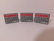 3 - NOS Scarce WARNING SIGNS for an Old Single Slot PayPhone - All New Old Stock