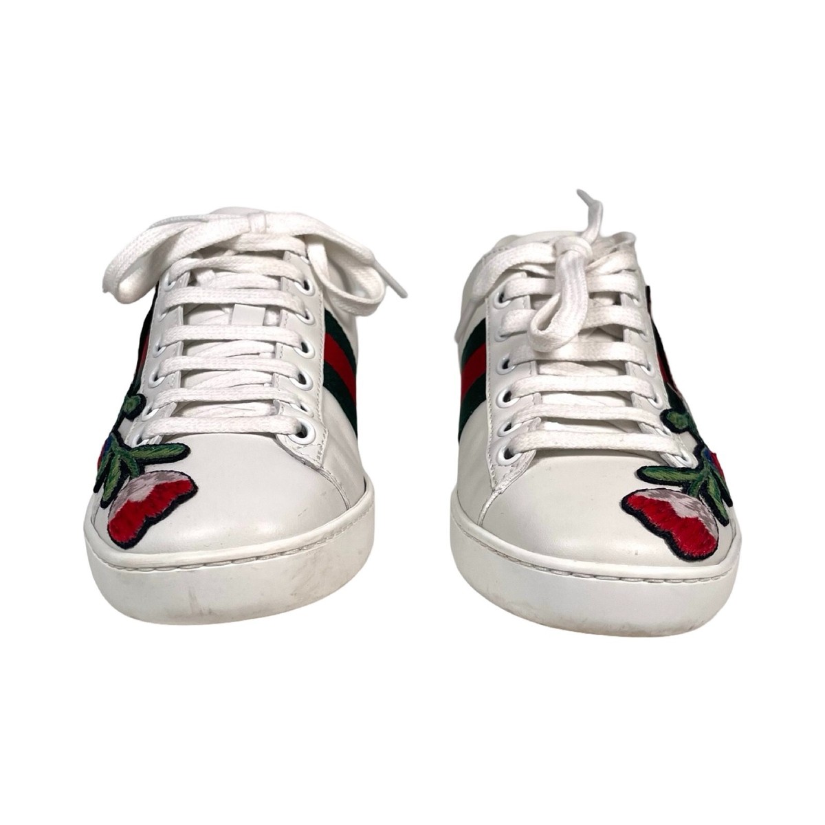 Gucci Women's Ace White Embroidered Floral Sneakers 6 | FOMO
