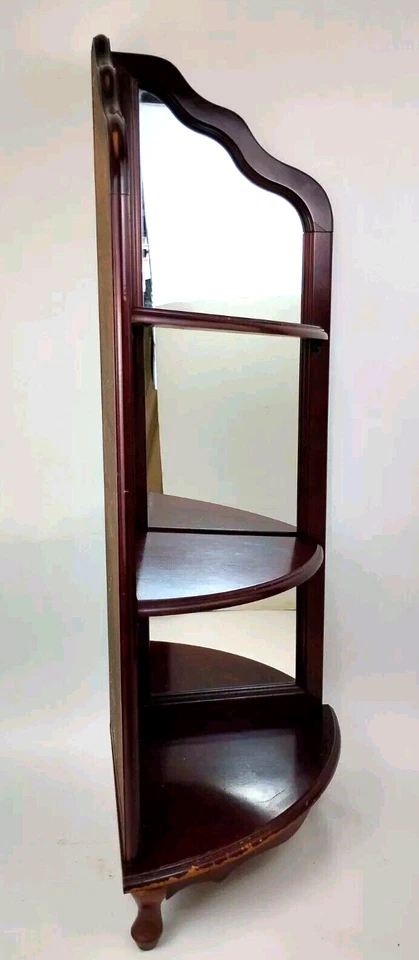 Estante Esquinero Espejado Independiente 3 Niveles 42" Exhibición Curio Etagere Caoba Foto 2 de 4