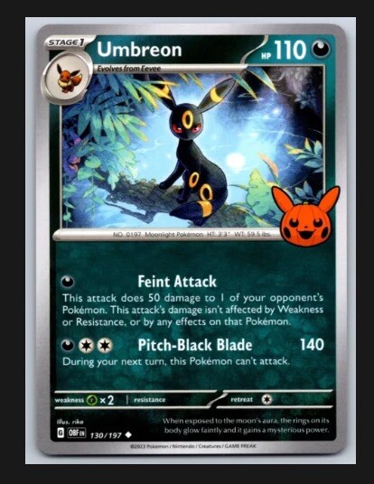 Umbreon - Trick or Trade 2024 - Obsidian Flames OBF 130/197 Umbreon - Trick or Trade 2024 - Obsidian Flames OBF 130/197