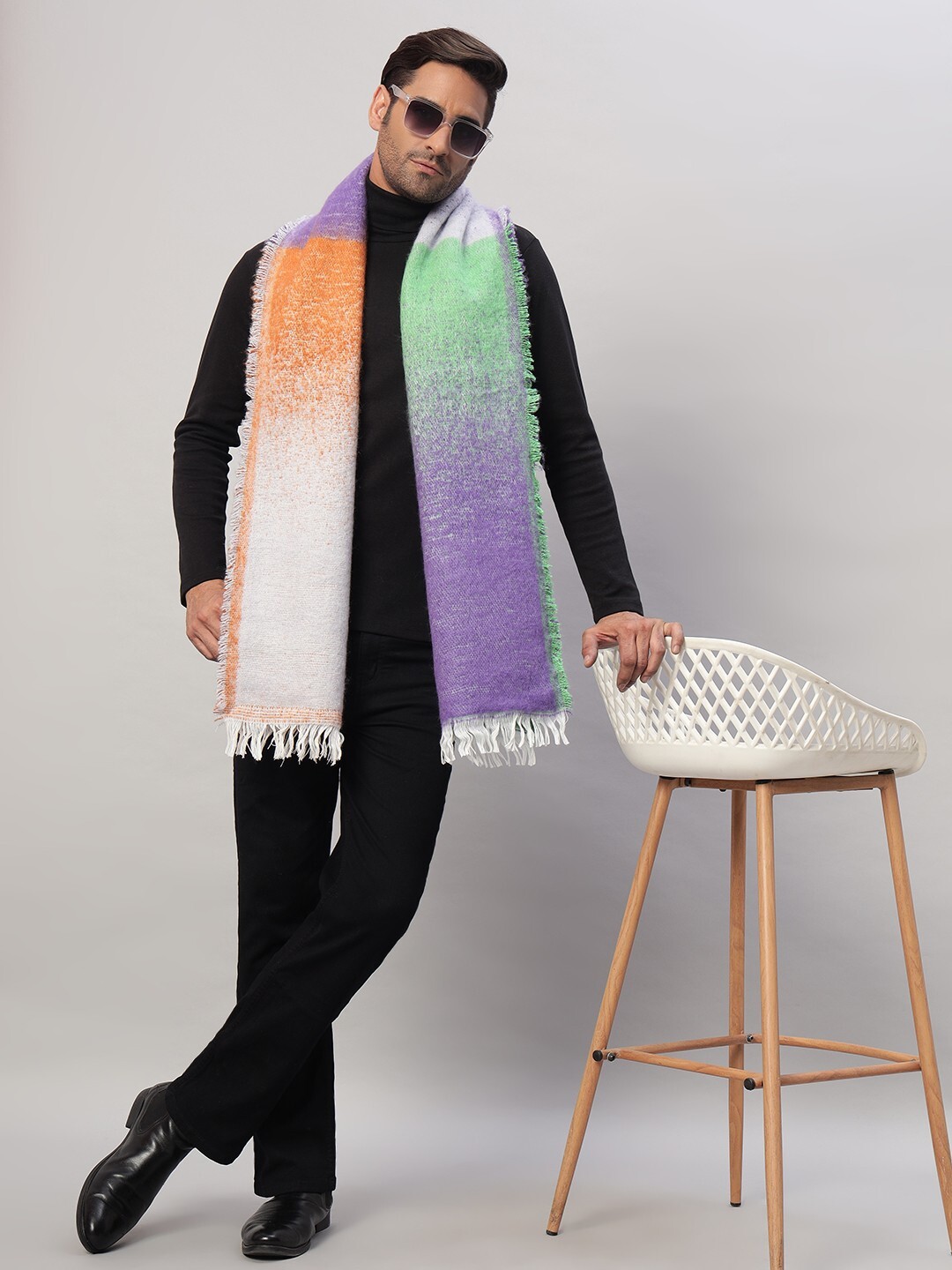Mens Oversize Cashmere Indian Wool Blanket Shawl Wrap